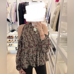 Zara Floral Cold Shoulder Summer Top